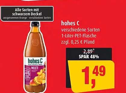 hohes C verschiedene Sorten 1-Liter-PET-Flasche