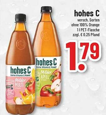 hohes C - Verschiedene Sorten ohne 100% Orange, 1l PET-Flasche