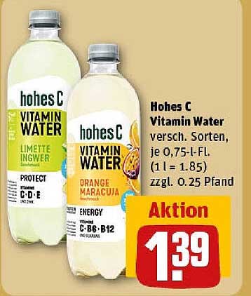 Hohes C Vitamin Water - verschiedene Sorten, je 0,75 l