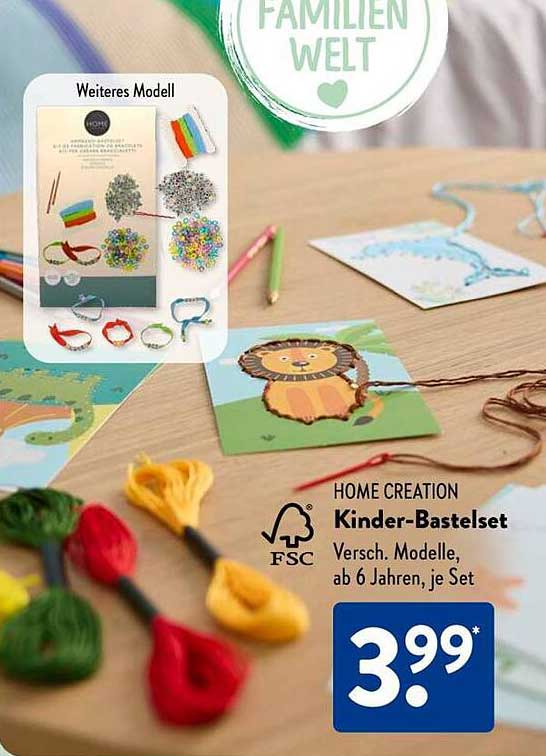 HOME CREATION Kinder-Bastelset, Versch. Modelle, ab 6 Jahren, je Set