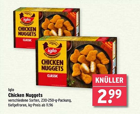 Iglo Chicken Nuggets Classic, 230-250-g-Packung