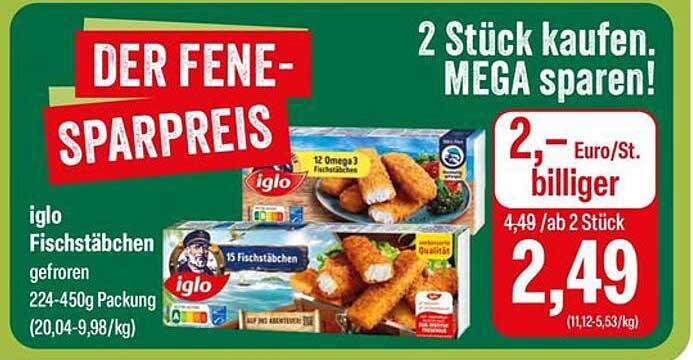 Iglo Fischstäbchen gefroren 224-450g Verpackung
