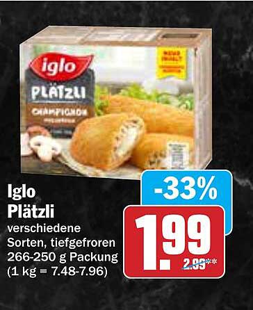 Iglo Plätzli verschiedene Sorten, tiefgefroren 266-250 g Packung