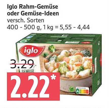 Iglo Rahm-Gemüse oder Gemüse-Ideen