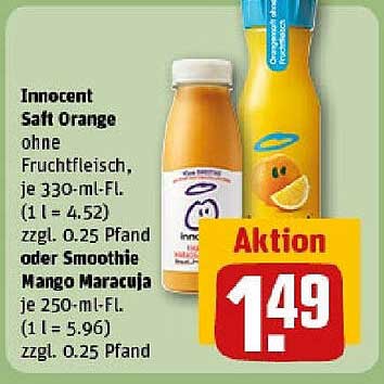 Innocent Saft Orange oder Smoothie Mango Maracuja