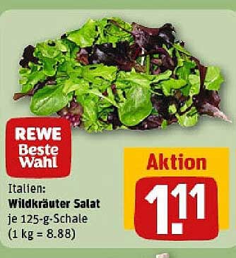 Italien: Wildkräuter Salat je 125-g-Schale (1 kg = 8.88)