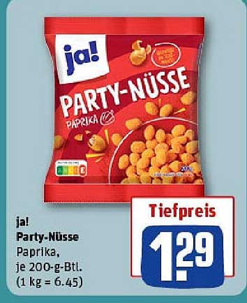 ja! Party-Nüsse Paprika, je 200-g-Btl.