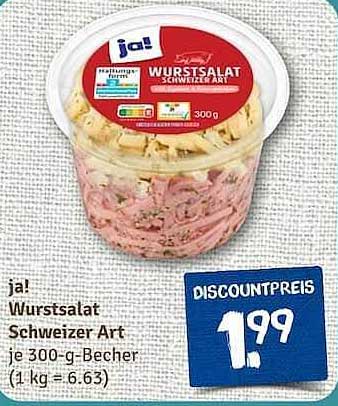 ja! Wurstsalat Schweizer Art je 300-g-Becher
