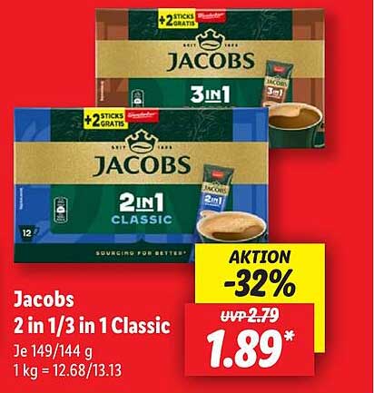 Jacobs 2 in 1/3 in 1 Classic