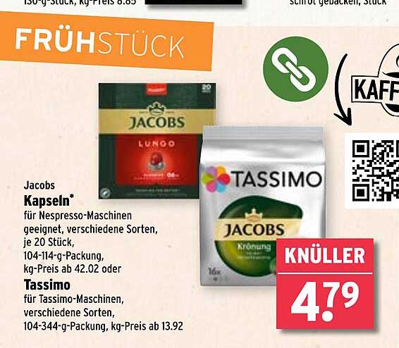 Jacob's Kapseln für Nespresso-Maschinen und Tassimo Kaffeepads