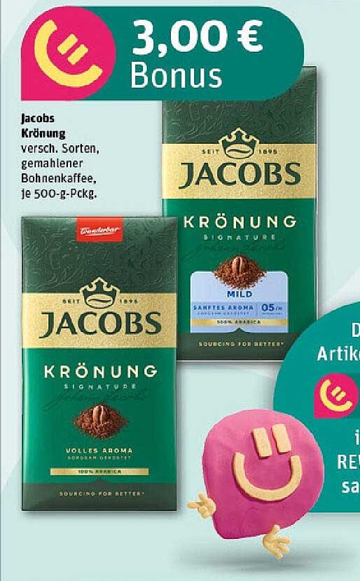 Jacobs Krönung gemahlener Bohnenkaffee, 500-g-Pckg.