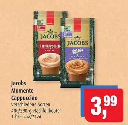 Jacobs Momente Cappuccino verschiedene Sorten 400/290-g-Nachfüllbeutel