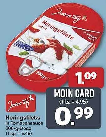 Jeden Tag Heringsfilets in Tomatensauce 200-g-Dose