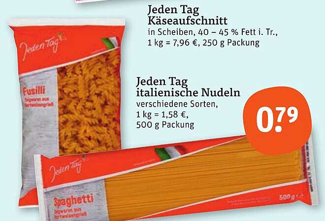 Jeden Tag italienische Nudeln, 500 g - nur 0,79 €!