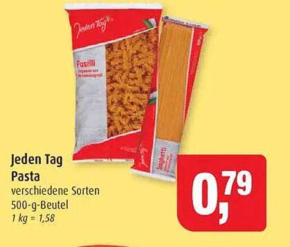 Jeden Tag Pasta - verschiedene Sorten im 500-g-Beutel