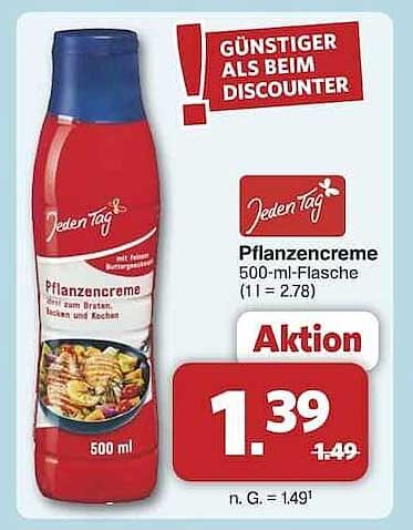 Jeden Tag Pflanzencreme 500 ml - Aktion!