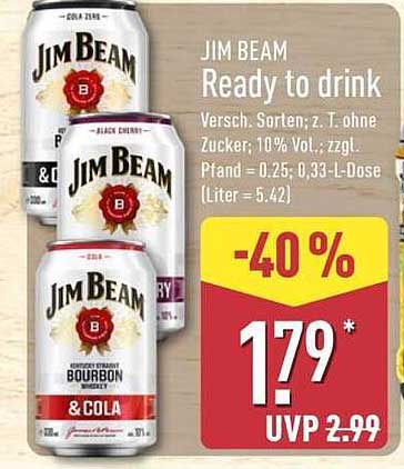 JIM BEAM Ready to drink - 40% Rabatt!