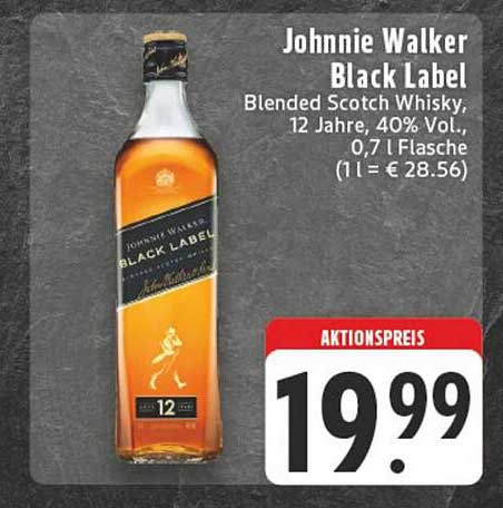 Johnnie Walker Black Label 0,7L Flasche, 12 Jahre, 40% Vol.
