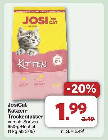 JosiCat Katzen-Trockenfutter, 650-g-Beutel, verschiedene Sorten
