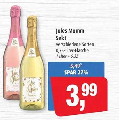 Jules Mumm Sekt - verschiedene Sorten 0,75-Liter-Flasche