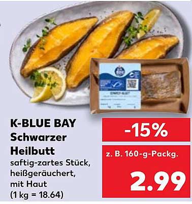 K-BLUE BAY Schwarzer Heilbutt, heißgeräuchert, 160-g-Packung
