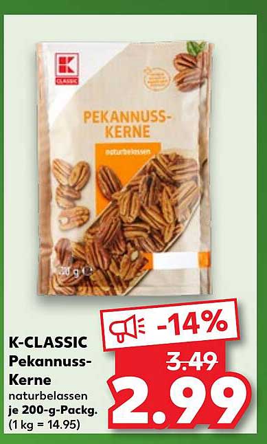 K-CLASSIC Pekannuss-Kerne naturbelassen je 200-g-Pack.