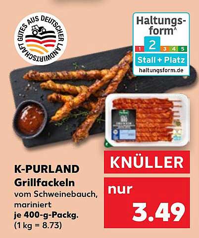 K-Purland Grillfackeln vom Schweinebauch, mariniert
