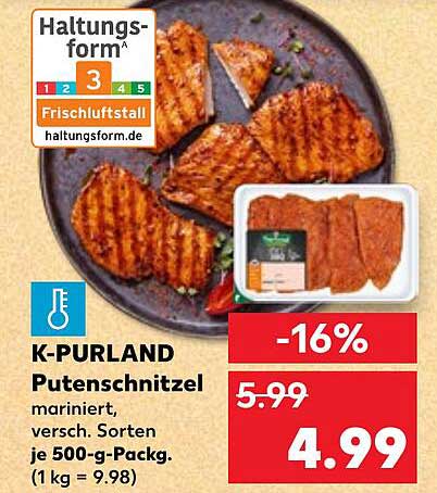 K-PURLAND Putenschnitzel mariniert, versch. Sorten 500-g-Packung