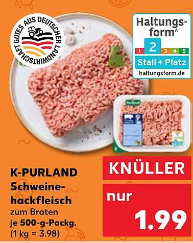 K-PURLAND Schweinehackfleisch zum Braten je 500-g-Packung