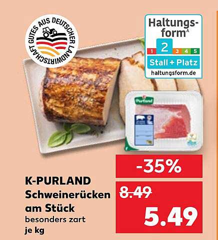K-PURLAND Schweinerücken am Stück - besonders zart je kg