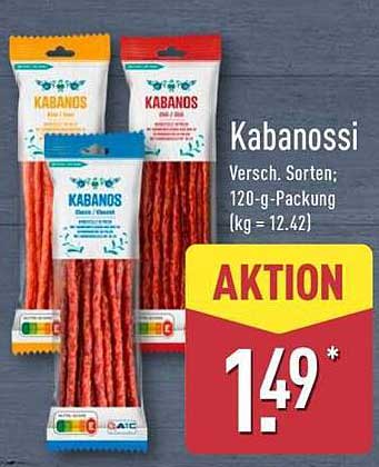 Kabanossi Versch. Sorten; 120-g-Packung (kg = 12,42)