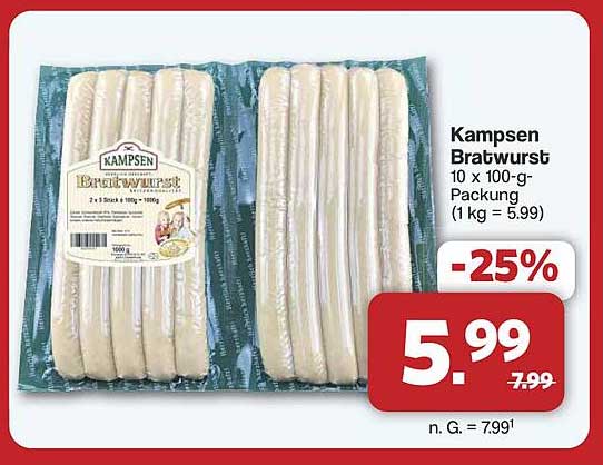 Kampsen Bratwurst 10 x 100-g-Packung
