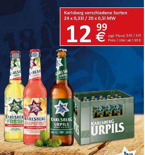 Karlsberg verschiedene Sorten – 24 x 0,33l / 20 x 0,5l MW