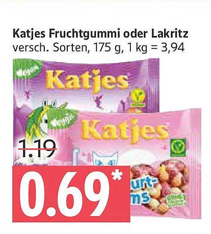 Katjes Fruchtgummi oder Lakritz - Verschiedene Sorten, 175 g