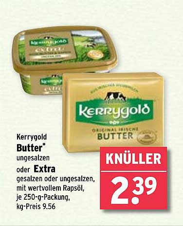 Kerrygold Butter ungesalzen oder Extra gesalzen 250-g-Packung