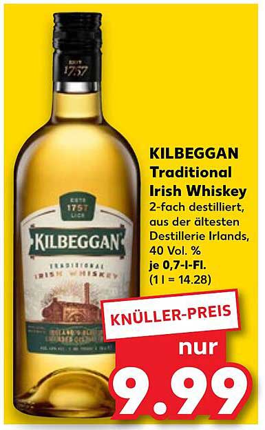 KILBEGGAN Traditional Irish Whiskey 0,7 l