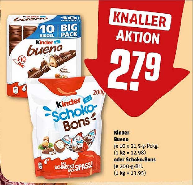 Kinder Bueno und Schoko-Bons im REWE-Prospekt