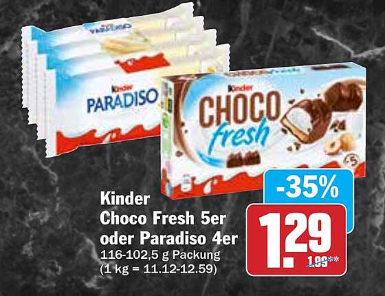 Kinder Choco Fresh 5er oder Paradiso 4er