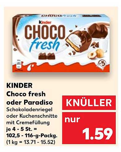 KINDER Choco fresh oder Paradiso Schokoladenriegel