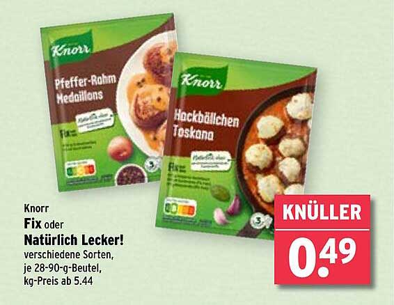 Knorr Fix oder Natürlich Lecker! verschiedene Sorten, je 28-90-g-Beutel