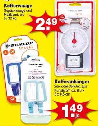 Kofferwaage und Kofferanhänger von DUNLOP - Praktischer Reisebegleiter