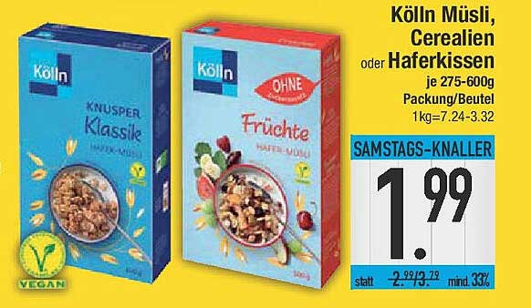 Kölln Müsli, Cerealien oder Haferkissen (275-600g Packung)