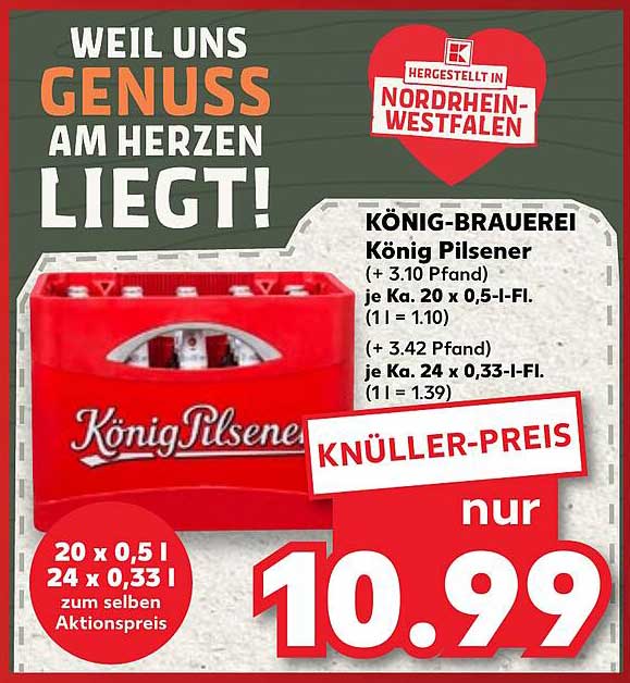 König Pilsener 20 x 0,5 l für nur 10,99 €