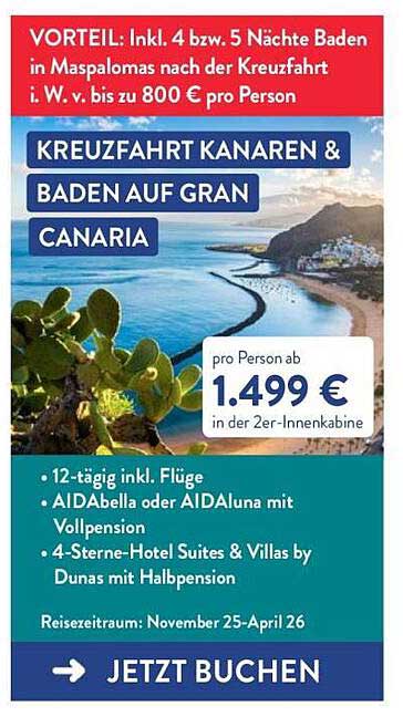 KREUZFAHRT KANAREN & BADEN AUF GRAN CANARIA