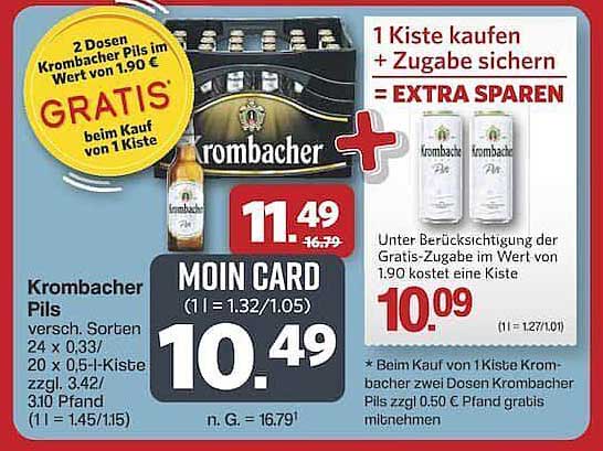 Krombacher Pils - 1 Kiste kaufen, 2 Dosen gratis sichern!