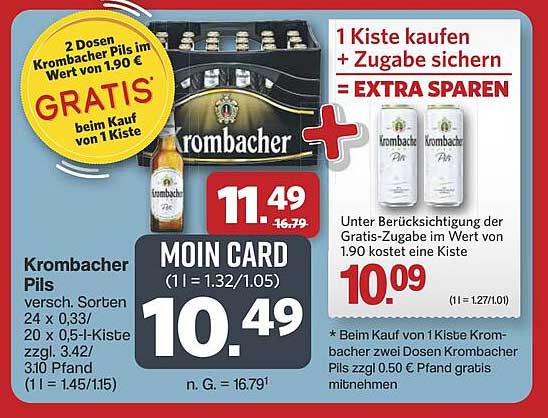 Krombacher Pils – Kiste kaufen und zwei Dosen gratis sichern!