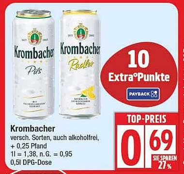 Krombacher Pils und Radler 0,5l DPG-Dose
