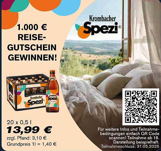 Krombacher Spezi 20 x 0,5 l - 1.000 € Reisegutschein gewinnen!