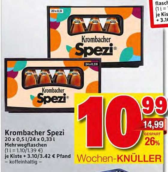 Krombacher Spezi 20 x 0,5 l / 24 x 0,33 l Mehrwegflaschen