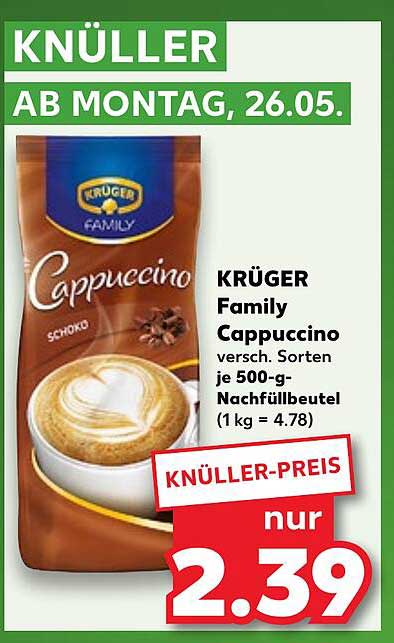 KRÜGER Family Cappuccino Schoko Nachfüllbeutel 500 g